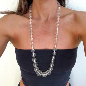 Statement vintage graduated clear beaded necklace